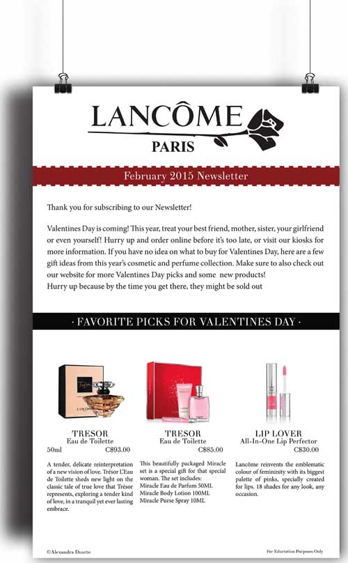 Lancôme Newsletter design