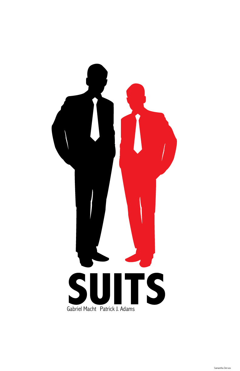 flat design poster for the show suits