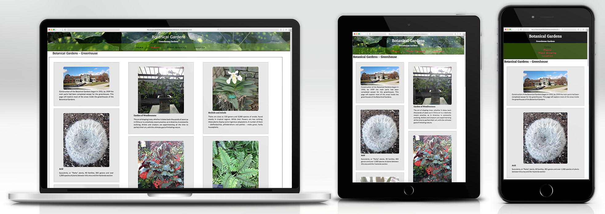 website about the botanical garden