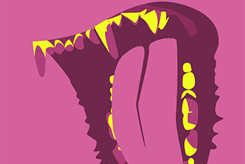 a gif of wolf's teeth flashing in different colors