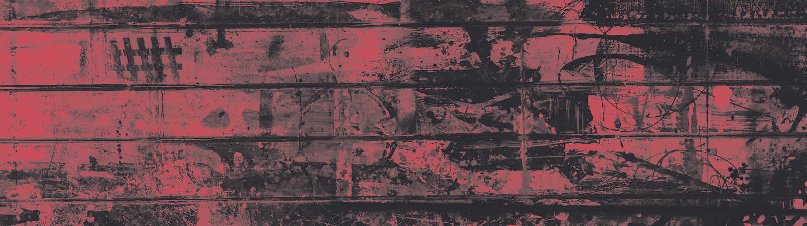 A wall splattered in paint in duotone colors