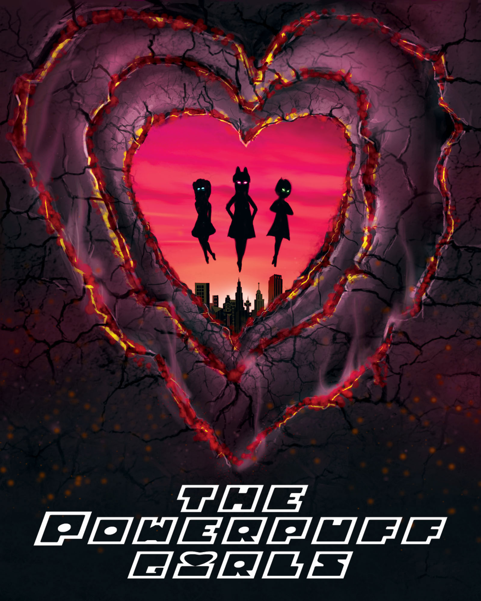 Powerpuffgirl Movie Poster Reboot
  
  <p>CONCEPT:  create a reboot movie poster of an old cartoon/movie</p>
  <p>HOW DESIGN SOLVES PROBLEMS,: Used the contrasting saturation composition as well as the iconic repeating hearts from the cartoon.</p>
  <p>PROCESS: digital sketching and refining</p>
  <p>TOOLS USED: Photoshop</p>
  <p>CHALLENGES: Working with the lighting to reveal character's face in a mysterious way, yet showing a warm feeling and mood.</p>
  