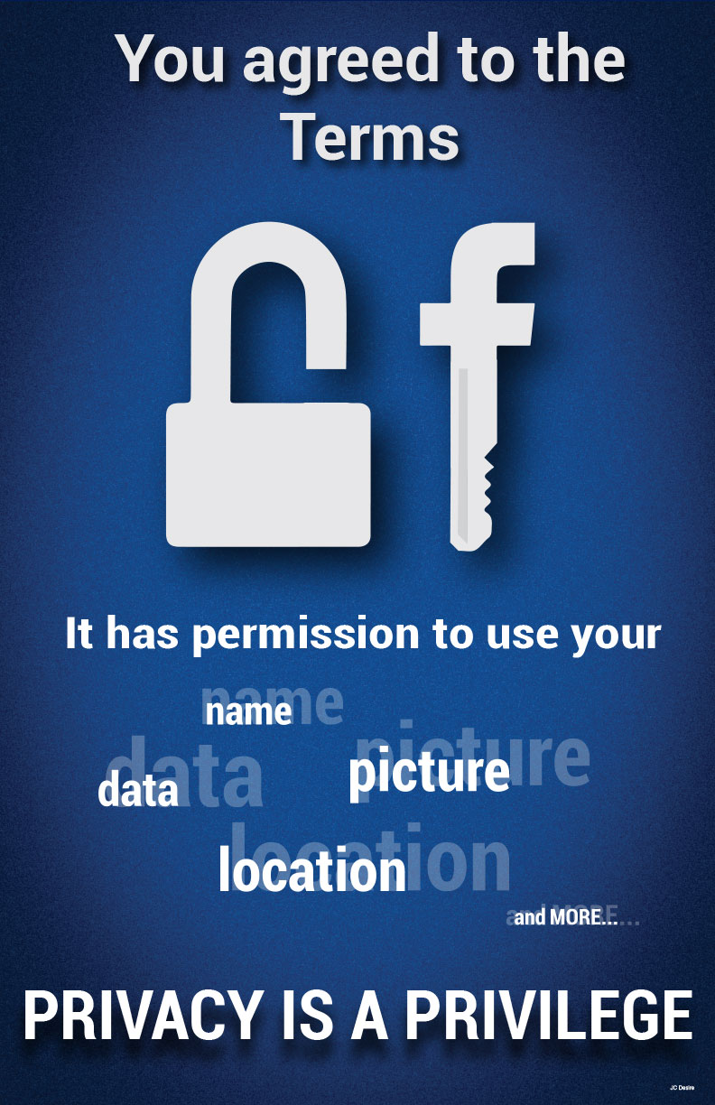 privacy awarness poster for social media such as facebook