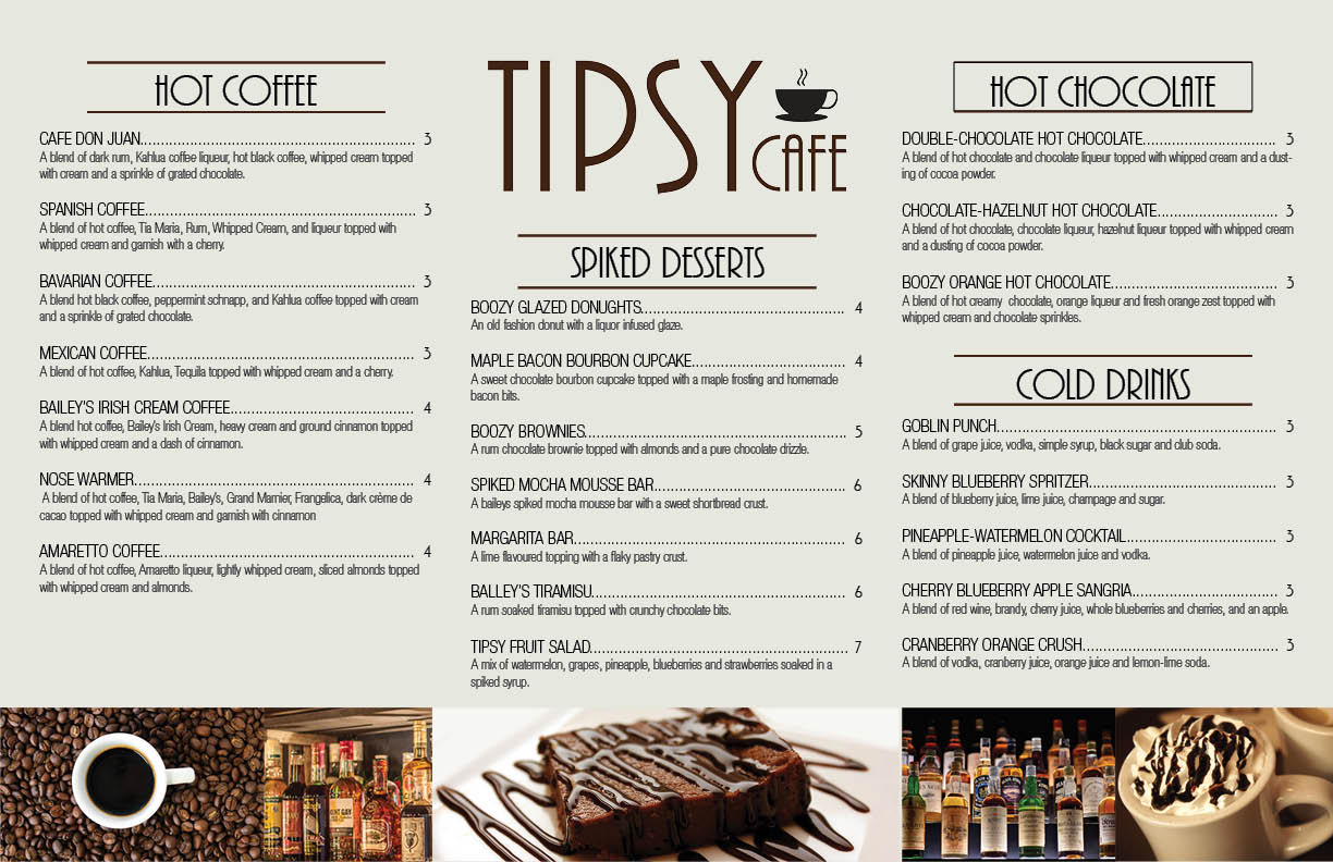 tipsy cafe menu