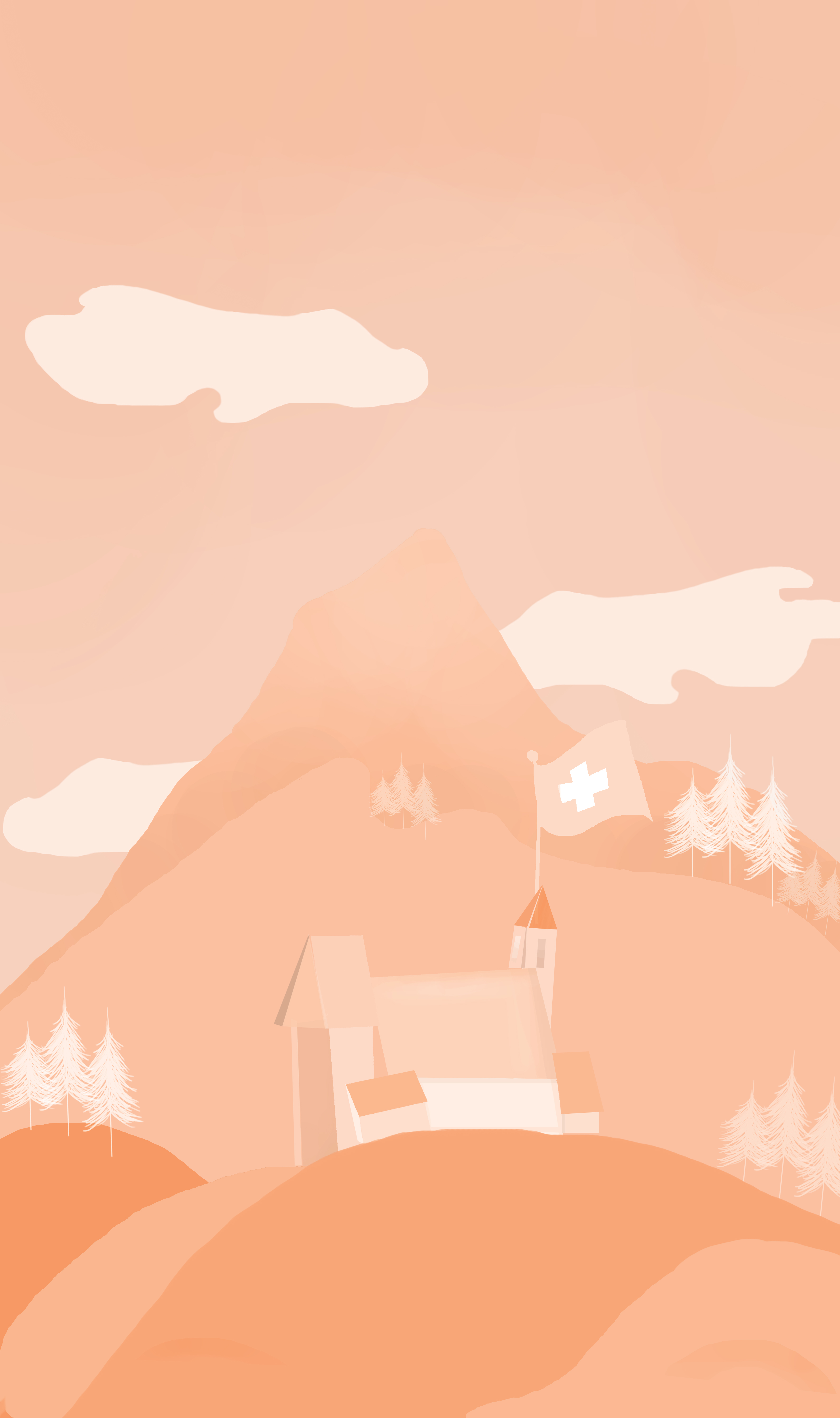 Digital drawing of switzerland using only peach colors