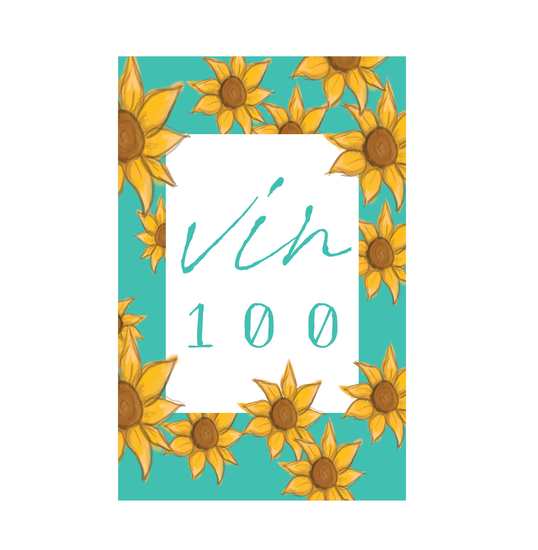 Logo with sunflowers as border, for wine label pronounced VINCENT 