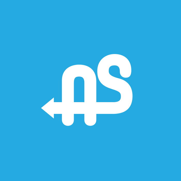 An A and an S interlocked together on a light blue background.