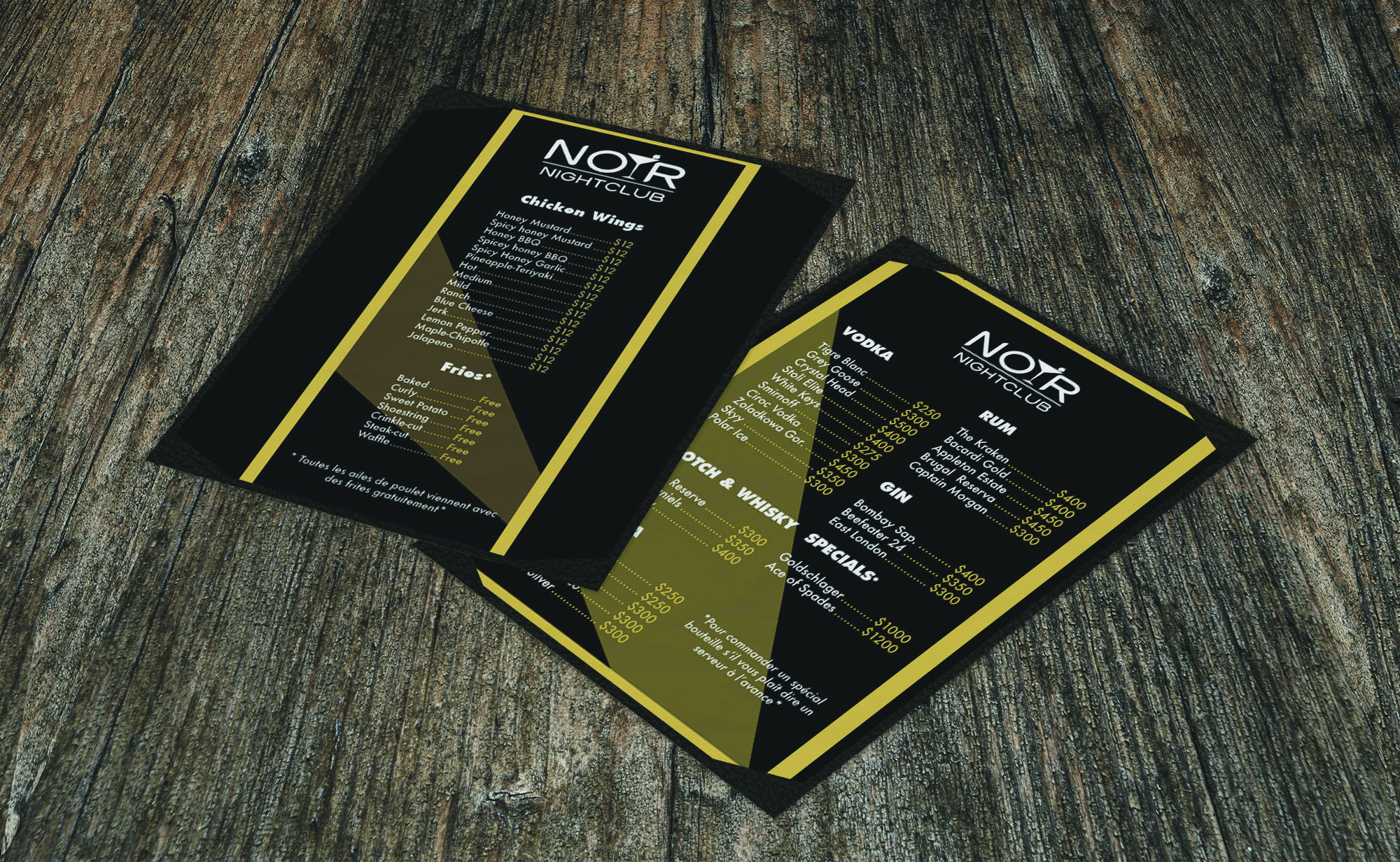 Noir Menu Mockup