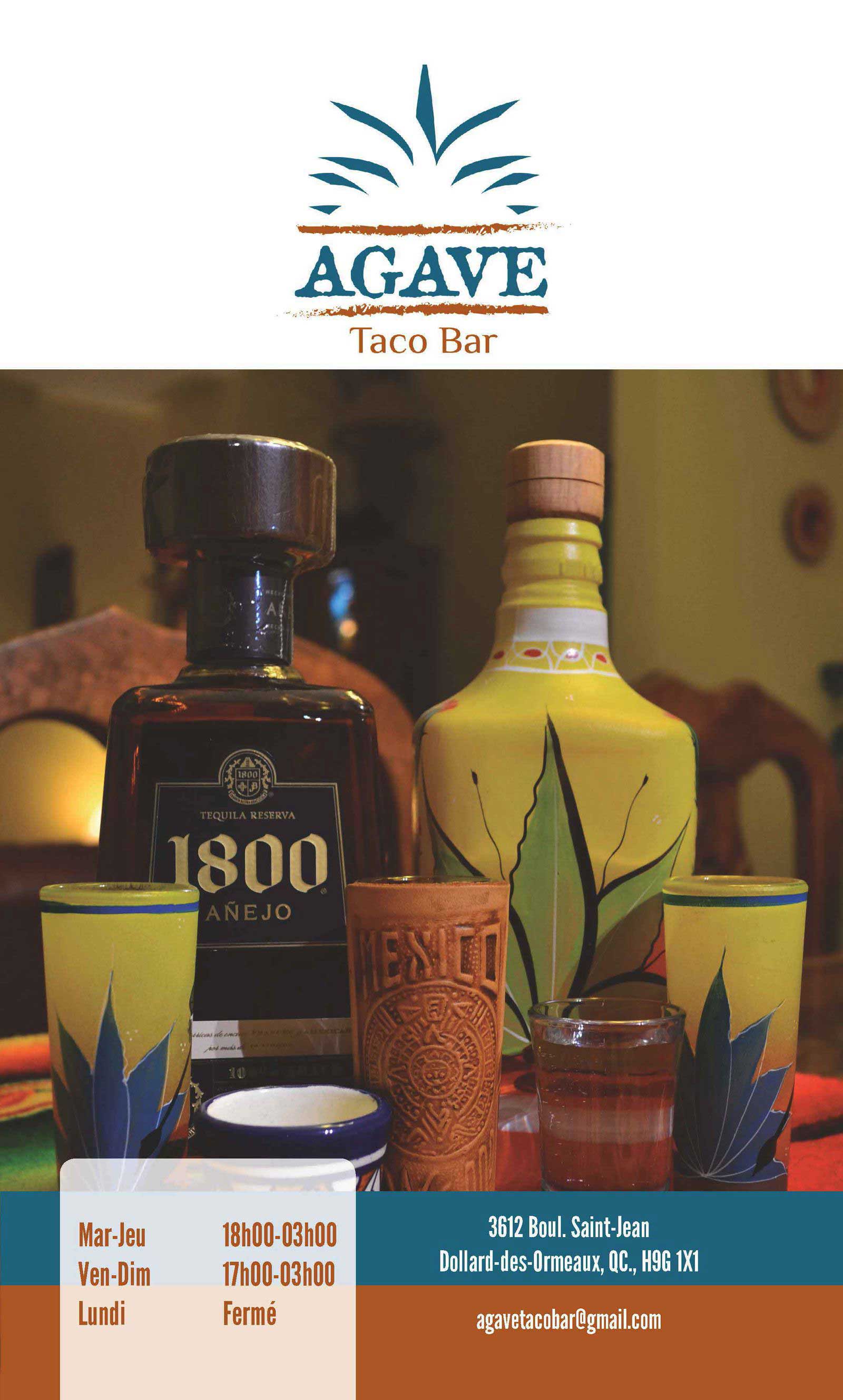 Agave menu front page