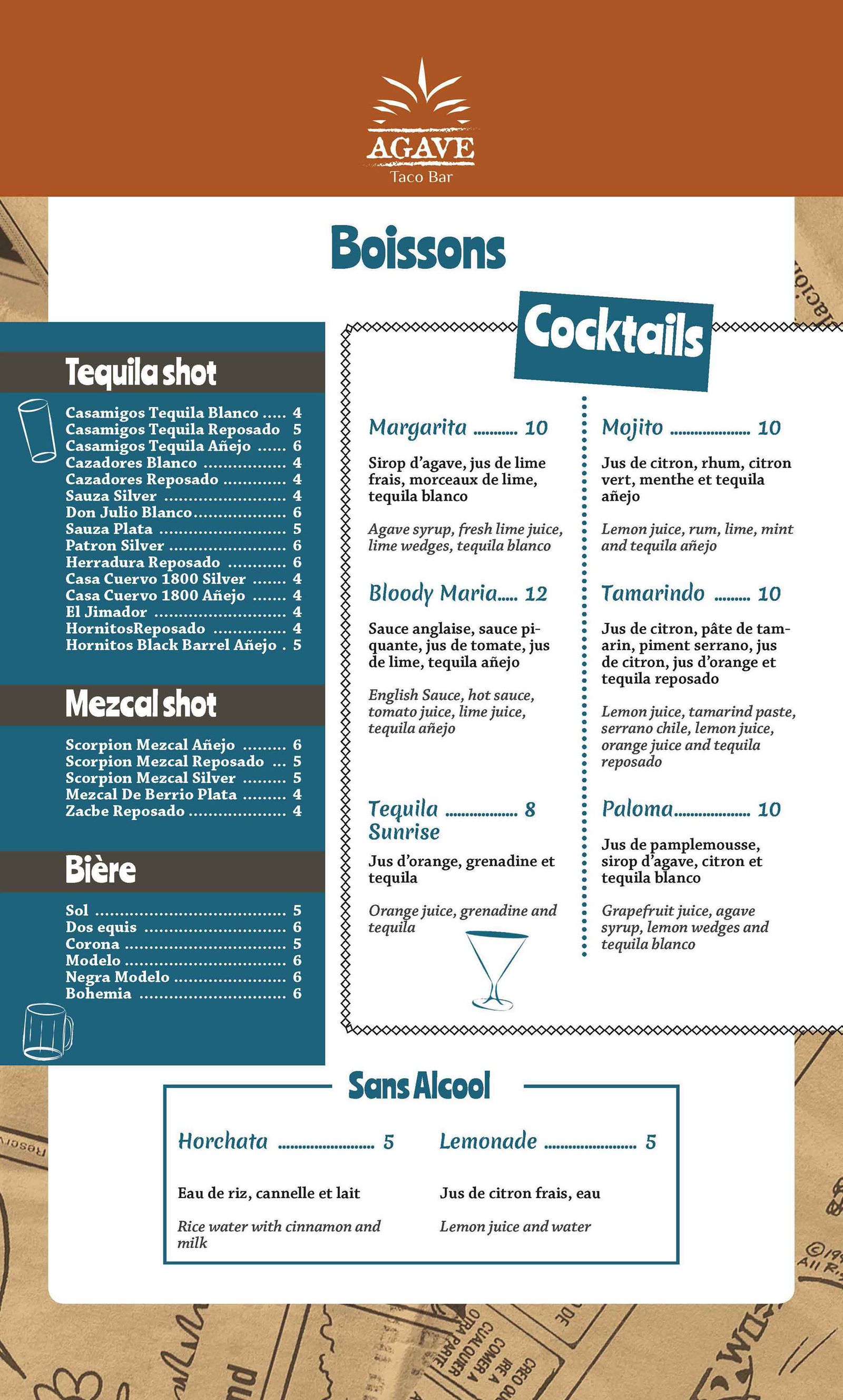 Agave Menu fouth page