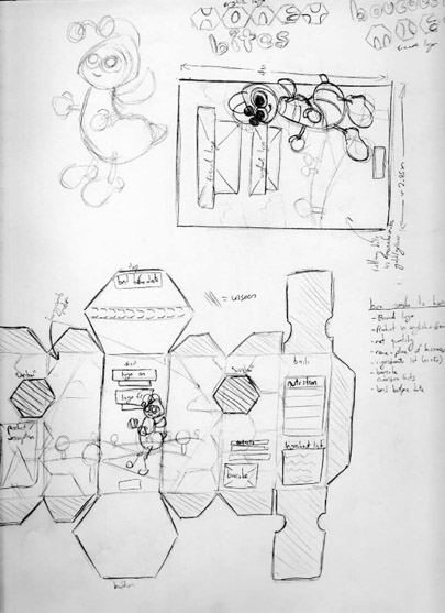 honey clusters concept sketch 2
