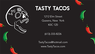 tasty tacos business card front