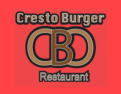 Logo collage with the view of four different sizes of both the black and white and color logo which belongs to the burger restaurant, cresto burgers