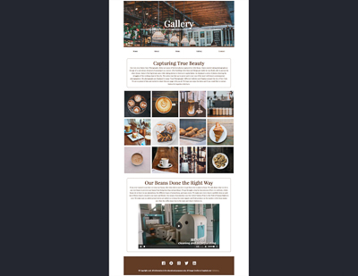 Gallery page of fake cafe company, little bean