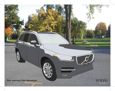 Vector illustrated car editorial advertisment for Volvo car company