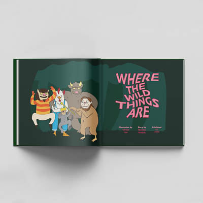 full page illustration of the children's book 'Where the Wild Things Are' created by Adrian Lan