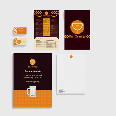 stationery set created for bar orange, created using illustrator, designed by adrian lan