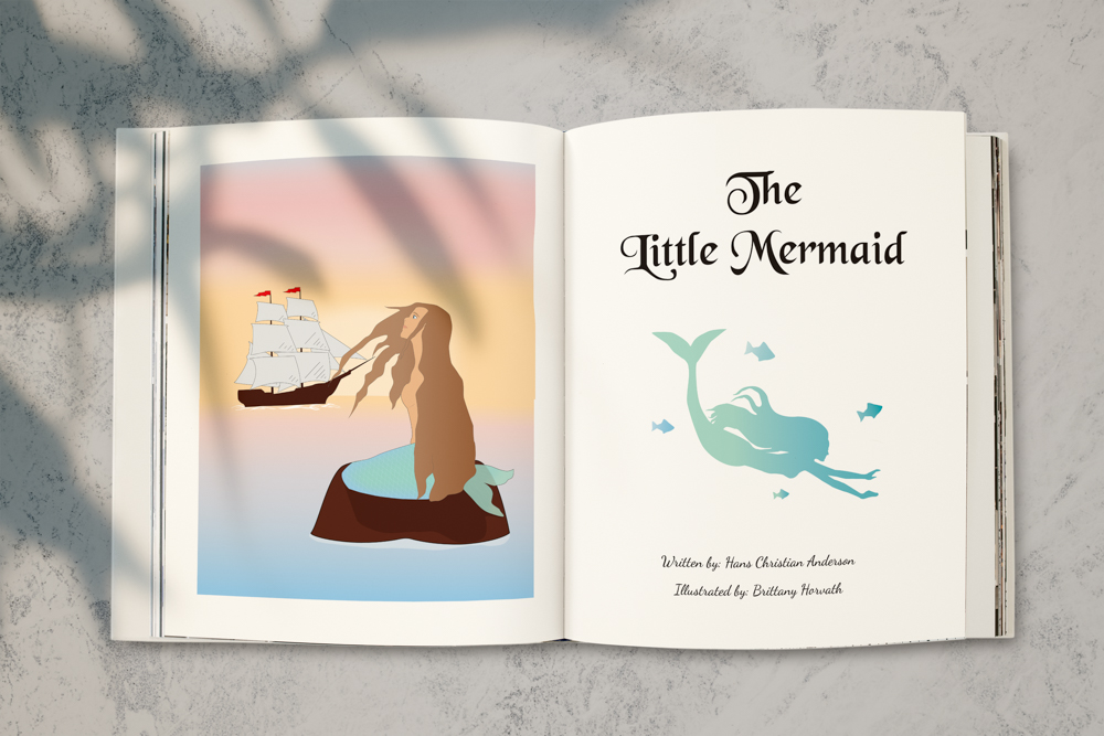 The Little Mermaid inside cover illustration.