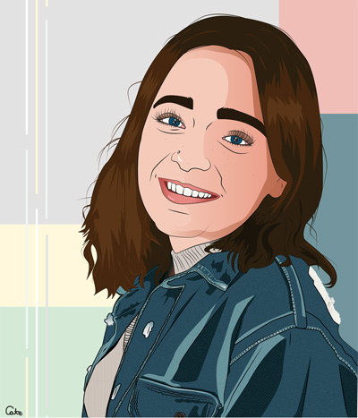 Vector self-portrait created by GWD graduate Catherine Bonin