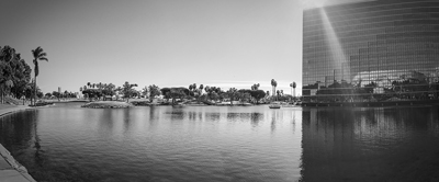 This is a panorama photo of a hotel in Long Beach California.