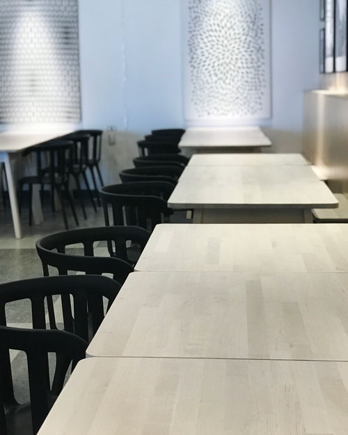 Indoor cafe tables