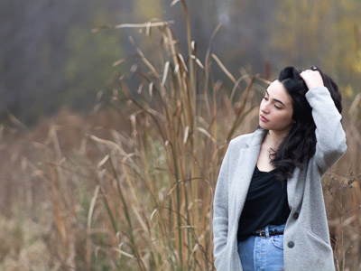 Portrait of a girl in a field.