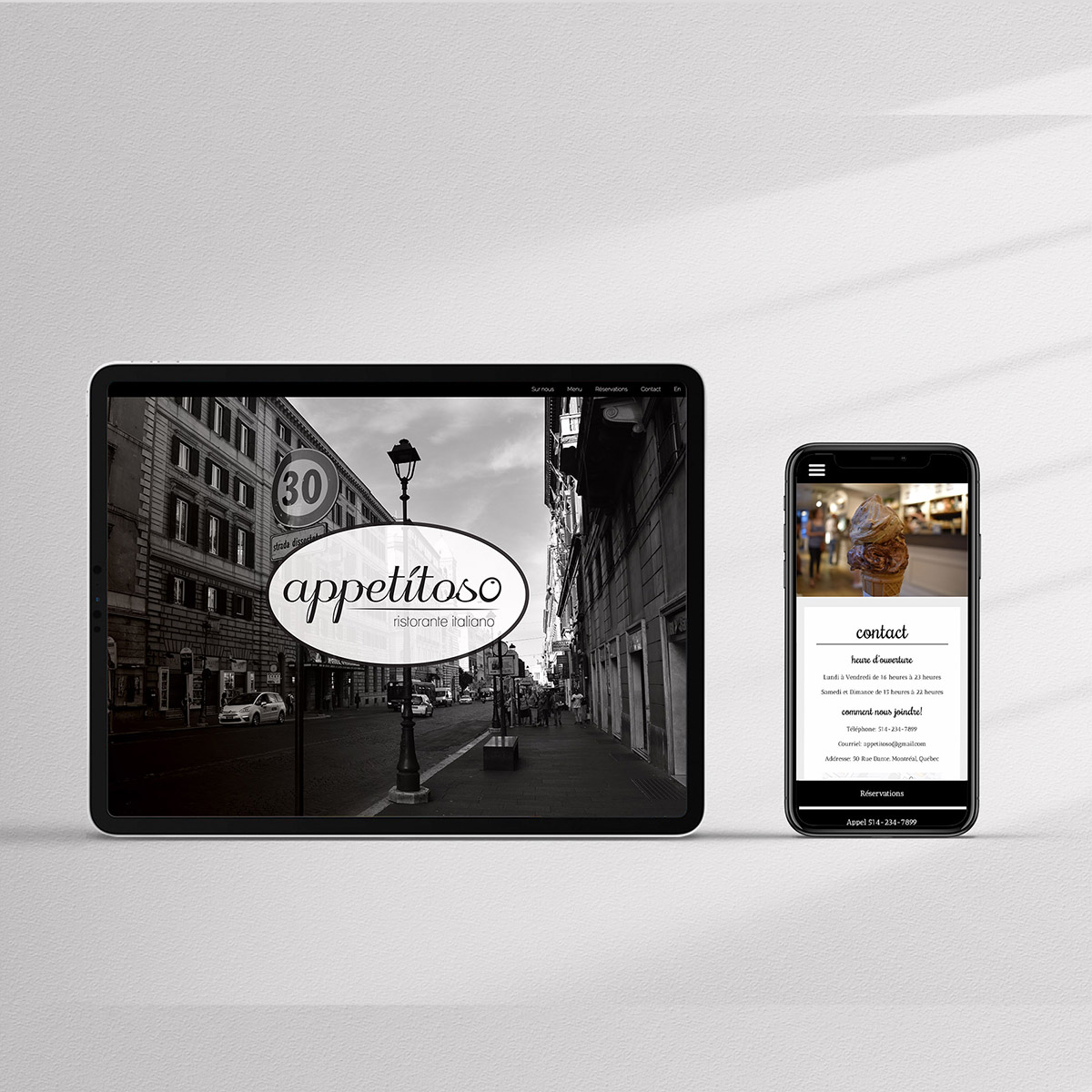 Web design for Appetitoso restaurant made by Isabelle Rochette