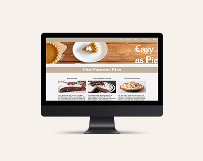 Easy as Pie website designed by Janelle Bryan for Web Design II class in 2018
