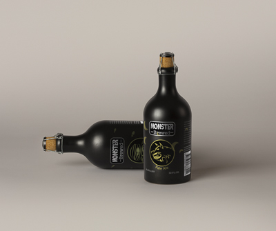 Ale can mockup for Monster Brewed designed by Janelle Bryan for Packaging class in 2019