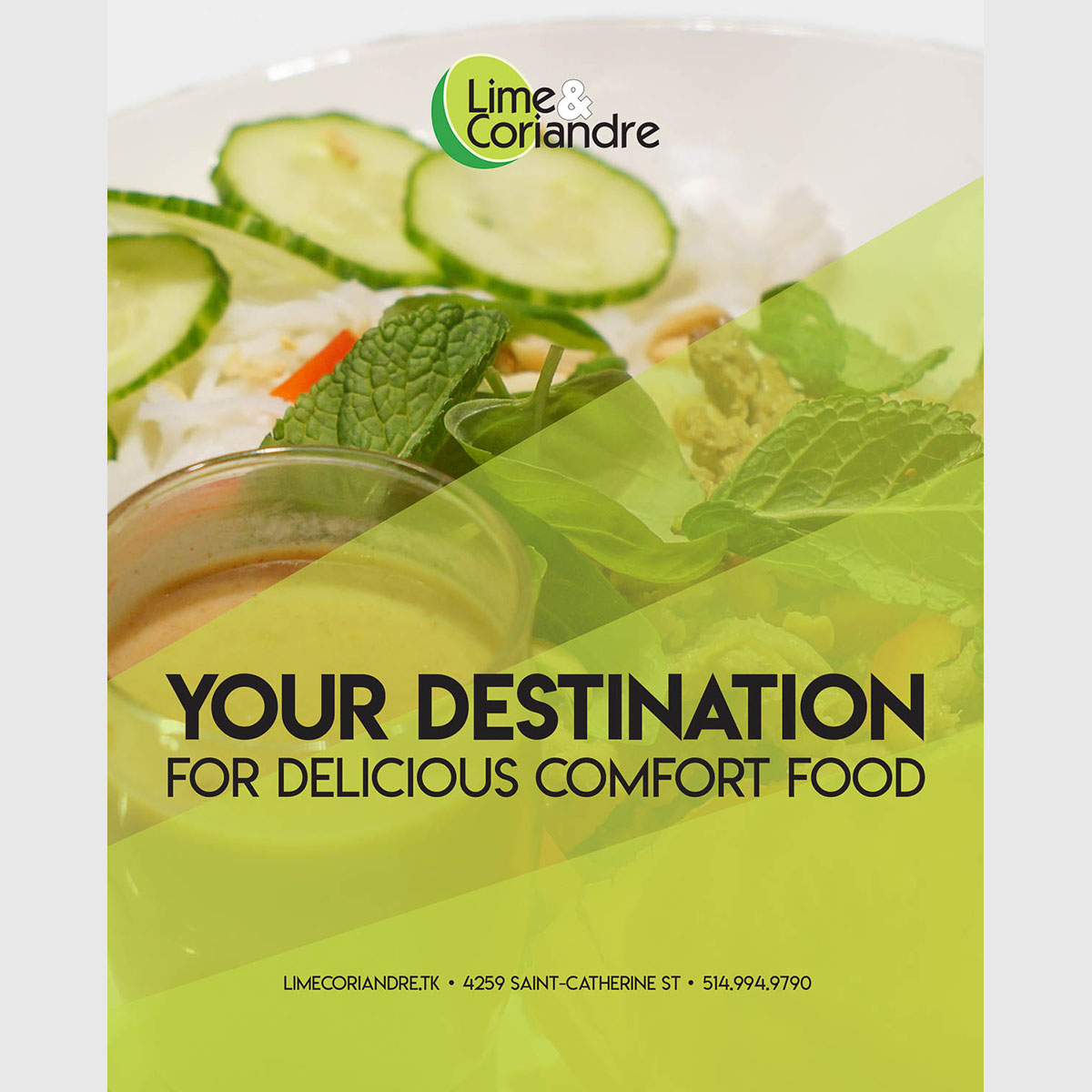 Advertising material for Lime & Coriandre, fictional restaurant