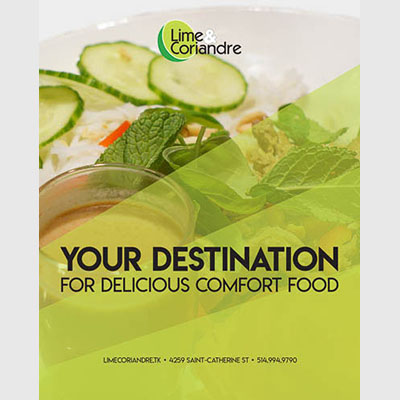Advertising material for fictional restaurant Lime & Coriandre