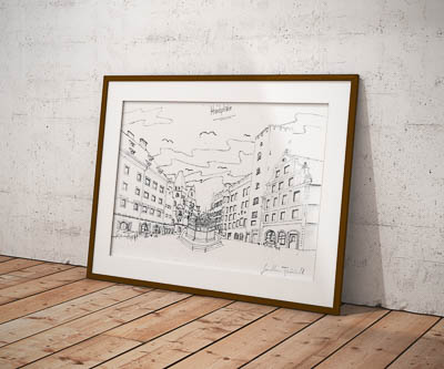 This is Haidplatz in Germany: Hand drawn