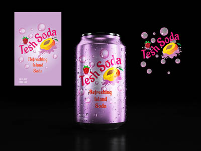 Raspberry and apricot designed soda