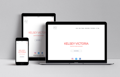 Personal website design for graphic and web designer, Kelsey Victoria