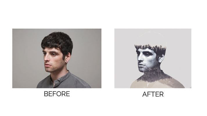 Before and after retouching