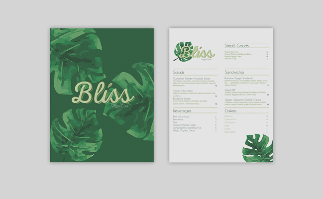 bliss menu