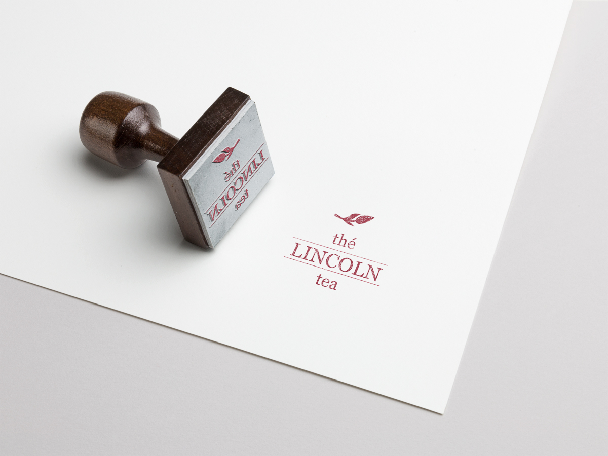 stamp of a logo for fictional company called Lincoln Tea