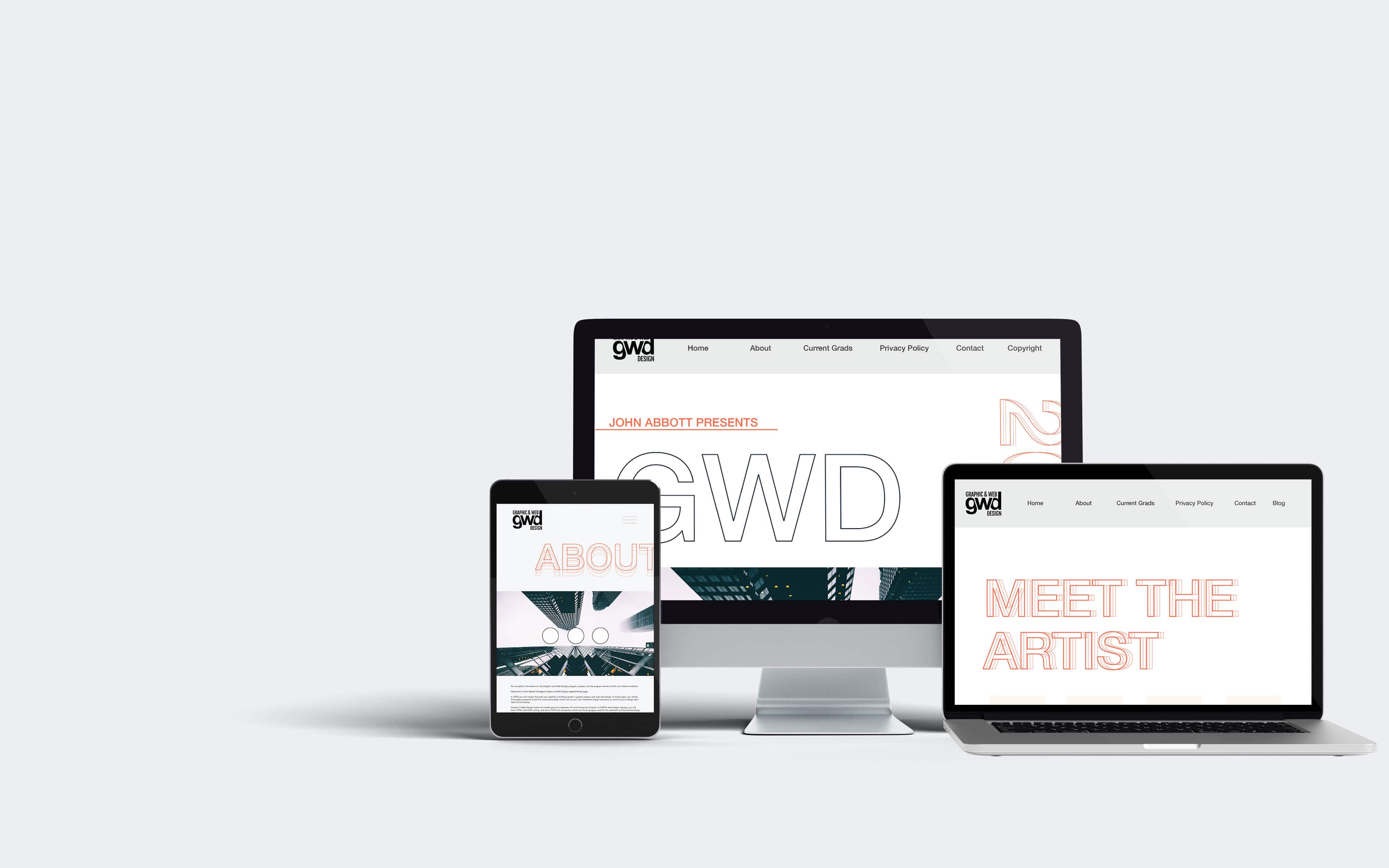 John Abbott graphic and web design graduates website mockup