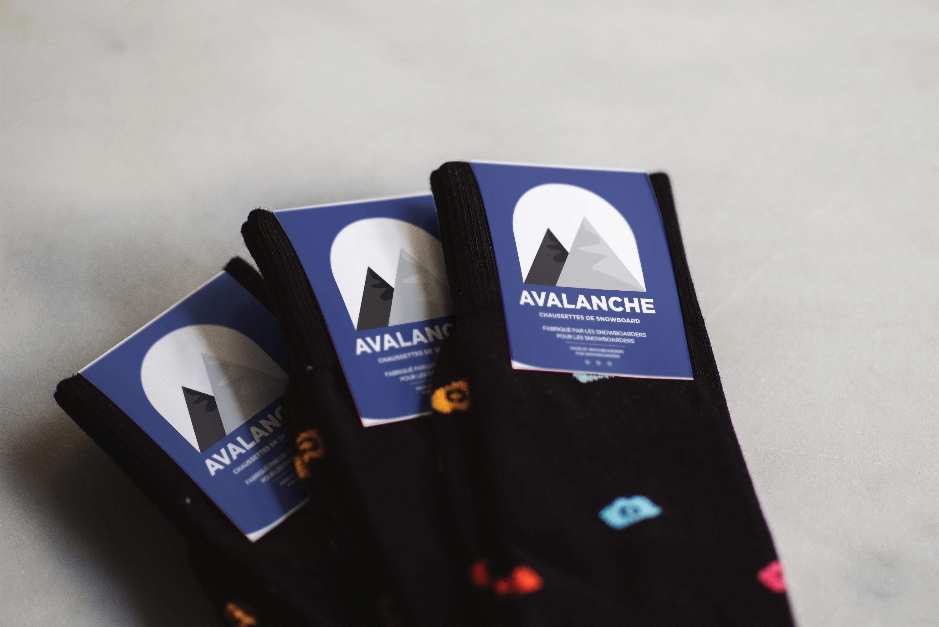 Sock packaging for avalanche sports company