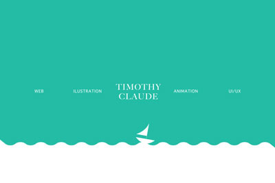 Animation thumbnail with a green background and white water illustration below with a sail boat. Timothy Claude is written alongside his specialties as a graphic designer