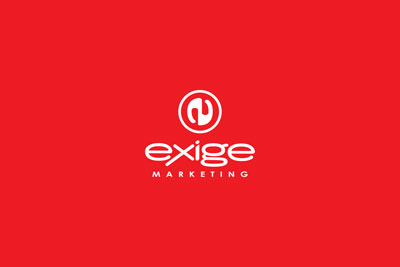 complete stationery set thumbnail displaying Exige Marketing logo on red background