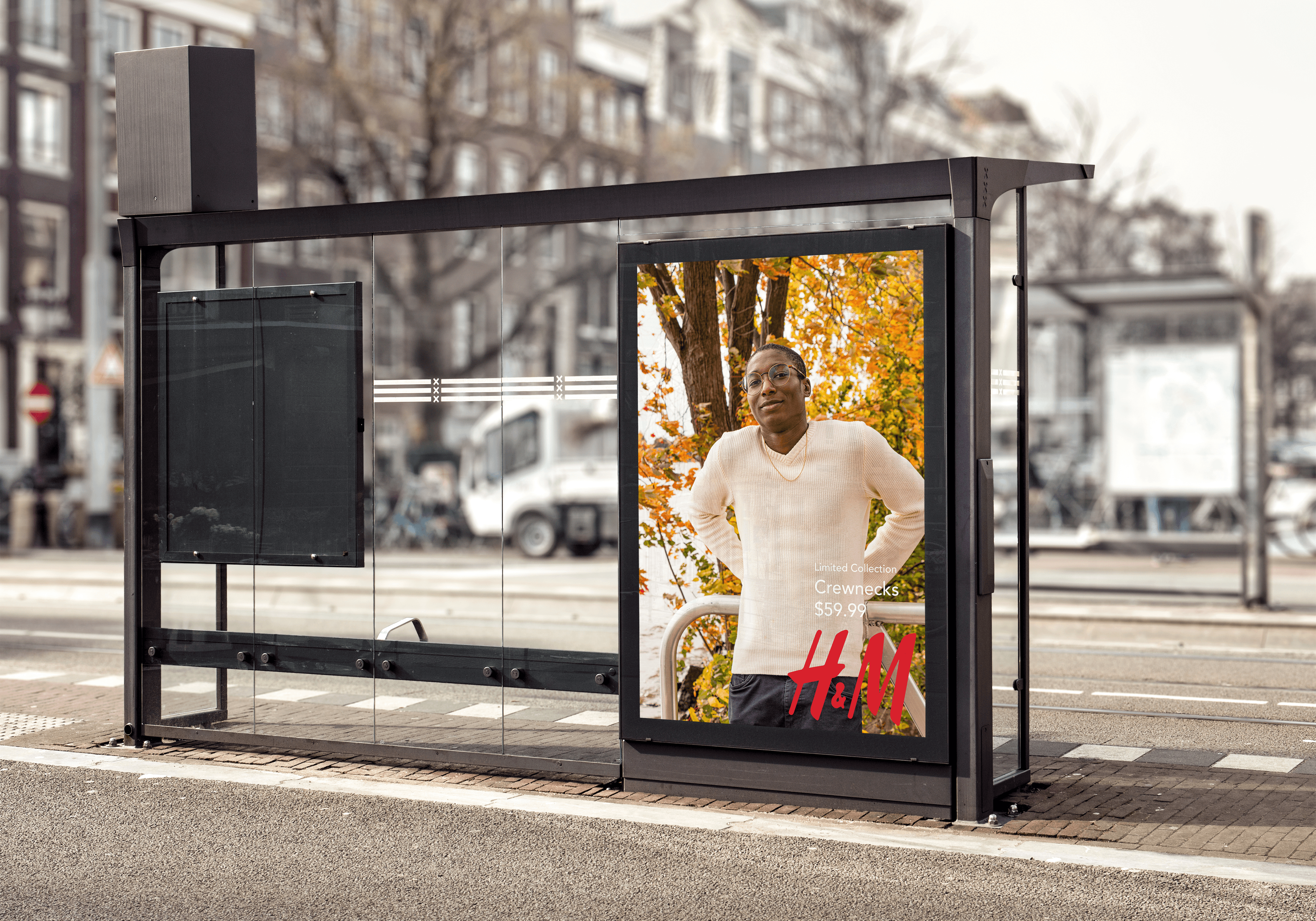 H&M Ad placed on bus stop