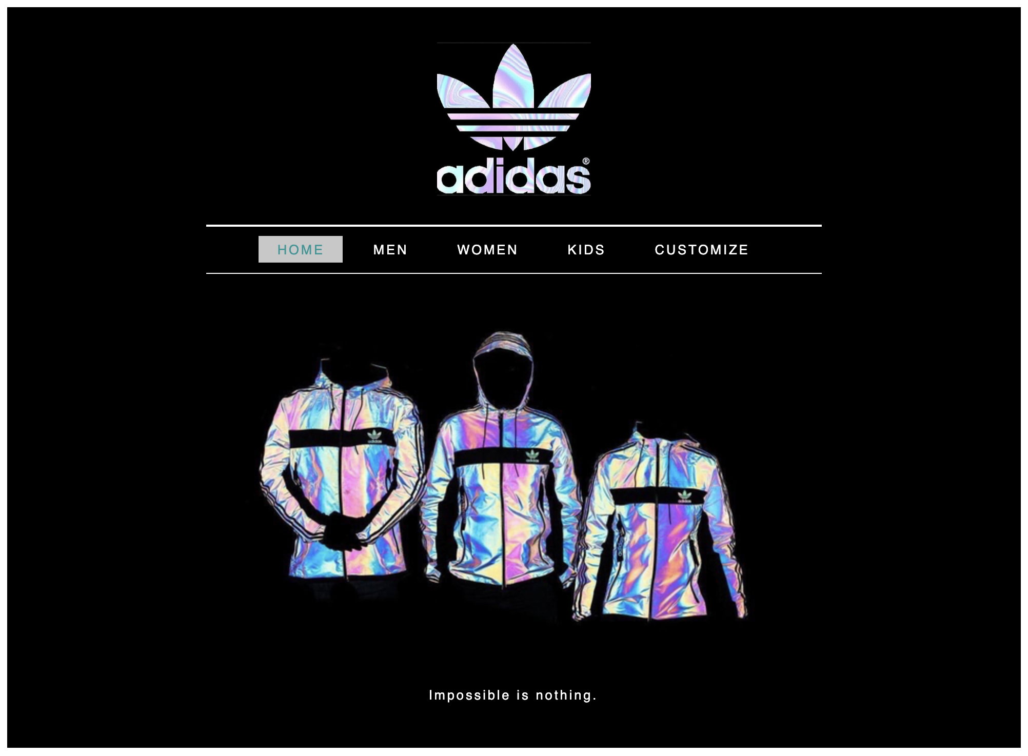 This is a mockup website for Adidas
