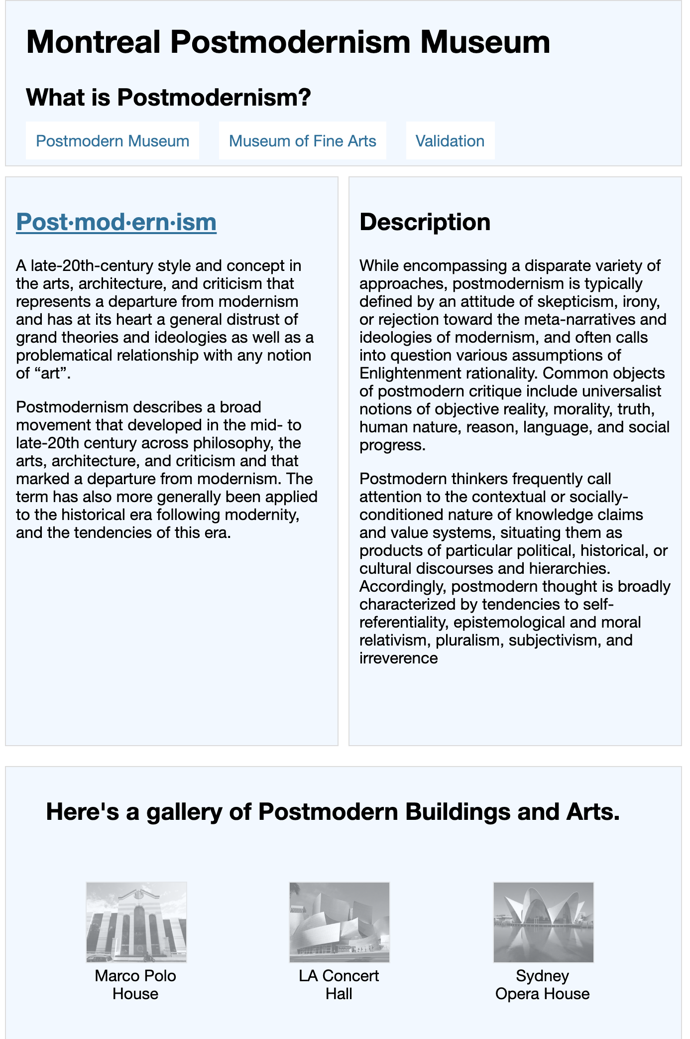 Postmodernism Project Website