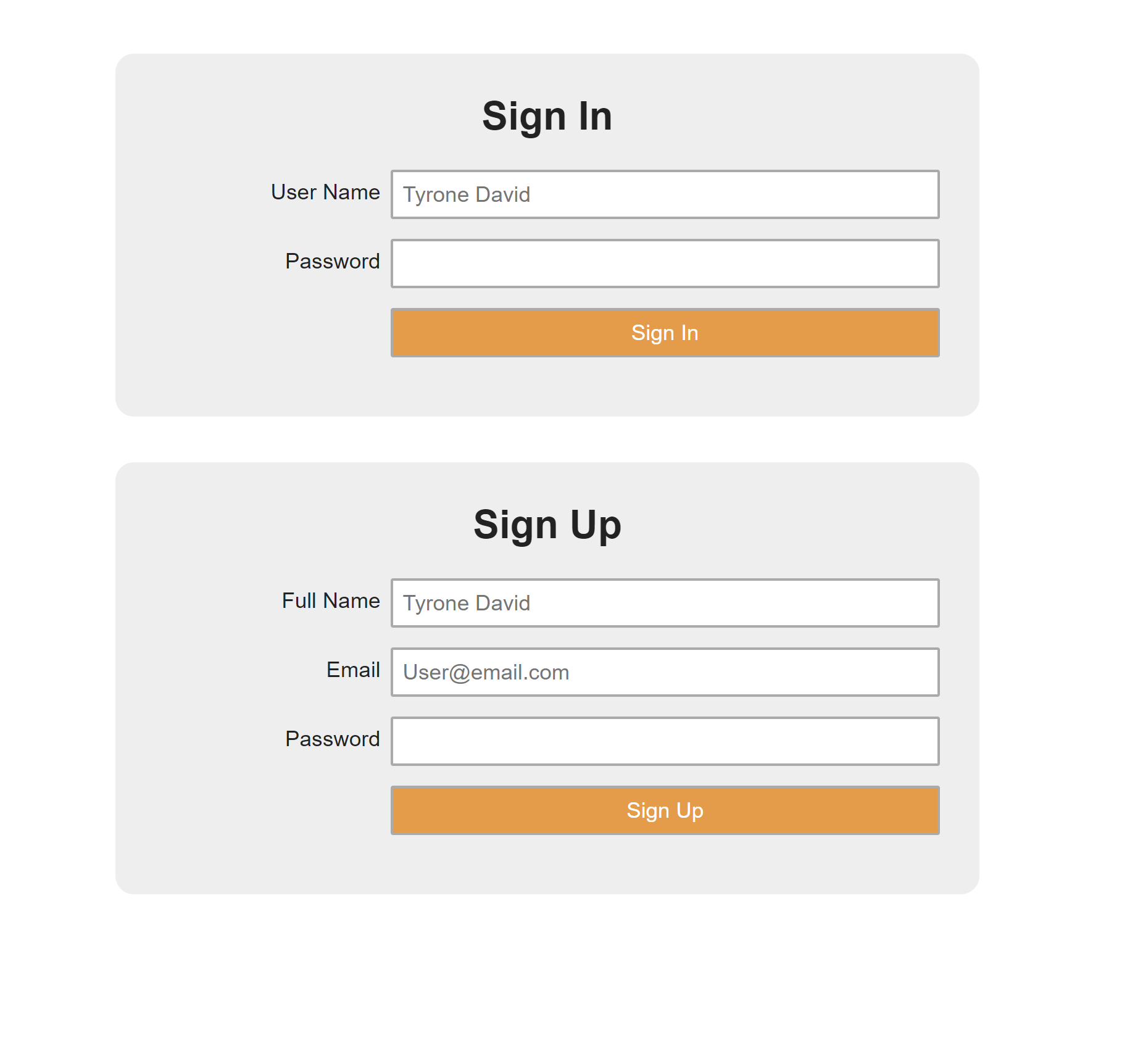 Sign In/ Sign Up form