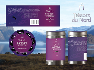 Label design with violet tones