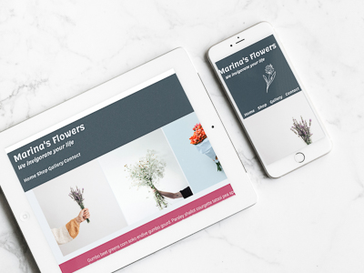  Mockup for Retail Website with cool tones and flowers