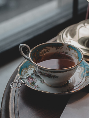 rooibos tea in an antique tea cup and saucer