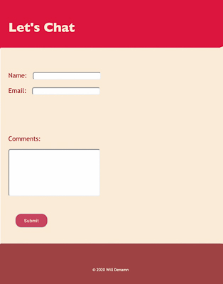 Web Form with red and cream tones