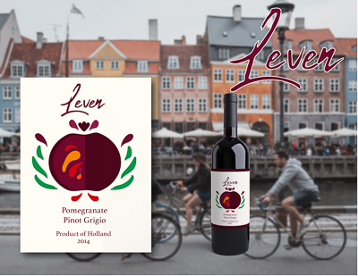 folk-art themed pomegranate wine branding